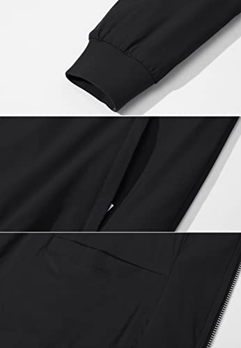 TACVASEN Men's Autumn Jacket, Workwear, Windproof, Outerwear, Water-Repellent, Lightweight, Simple, Solid Color, Casual, Jumper, Hiking, Stadium Jacke