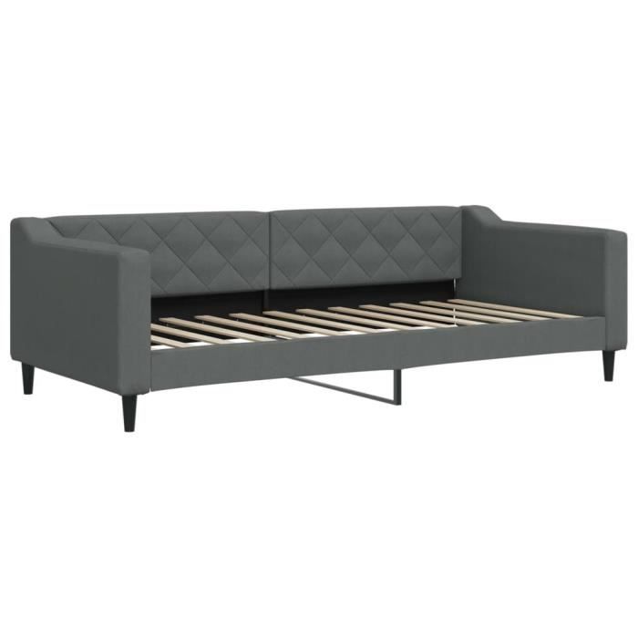 VidaXL Lit de jour avec matelas gris foncé 90x200 cm tissu 3197409