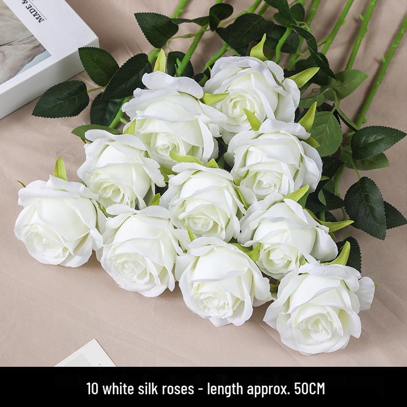Silk Rose Bouquet: Artificial Flower Arrangement for Home Decor