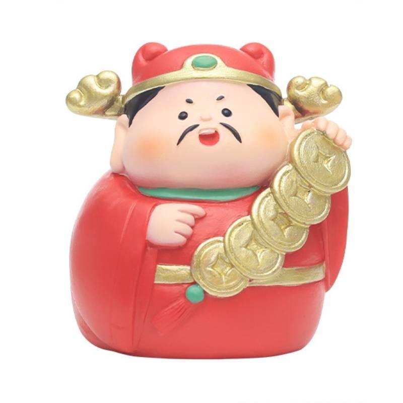 Adorable Resin Car Decorations Lucky Wealth God Figures Cartoon Style Stress Reliever