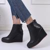  Fashion Chelsea Boots Women Wedges Heel Platform Casual Zipper Slip On Short Boots