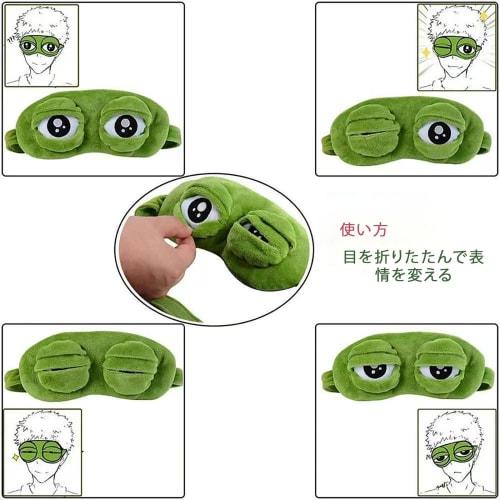 Wulsalio Cute and Fashionable Frog Eye Mask for Sleeping, Light Blocking, Sleep Aid, Blindfold, Summer/Winter, Skin-Friendly, Light Blocking, Breathab