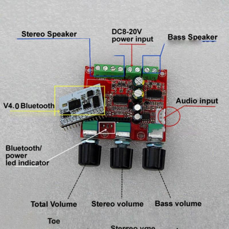 TPA3110 Class D Bluetooth Power Amplifier Board 30W+2x15W 2.1 bass Amp DC 12R^jg