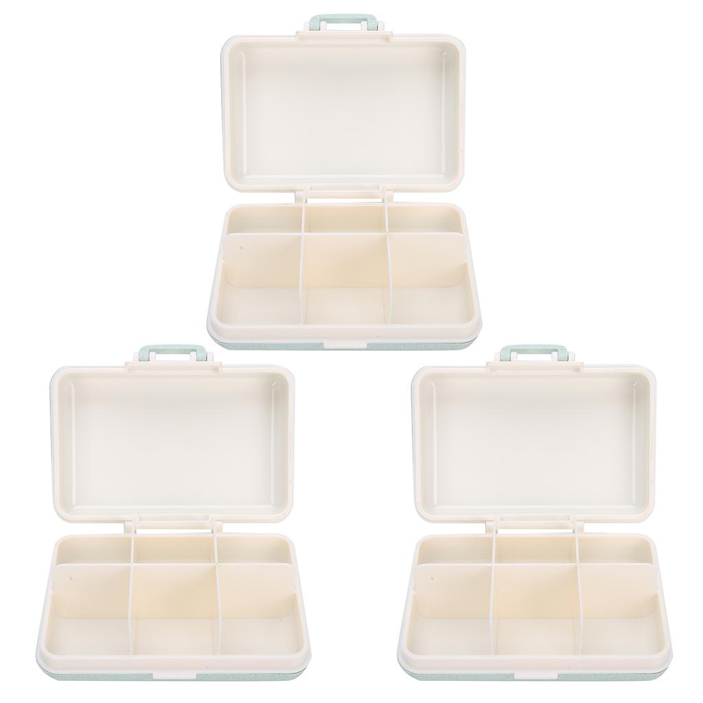 3pcs 6‑Grid Pills Organizer Portable Suitcase Shape Medicine Case Travel Medicine Storage HolderLight Blue