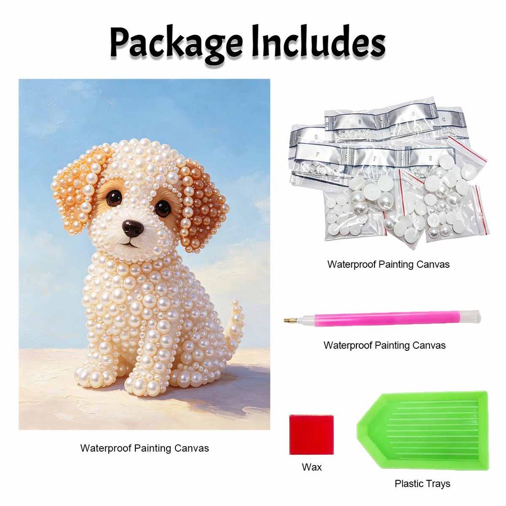 DIY Gerahmtes Perlenmalerei-Set Niedliches Hundewelpen-Muster 3D Funkelnde Perlenleinwand Kreative Heimwanddekoration Kunstprojekt Handgefertigte Geschenkidee