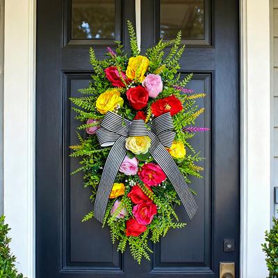 Big Bow Flower Upside Down Tree Pendant For Porch And Outdoor Decoration