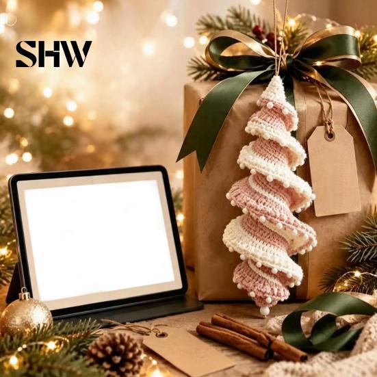 Relaxing Crafting Hobbies Christmas Ornament Crochet Kit, DIY Spiral Tree Starter Xmas Easy Craft Kits for Adults Kit Holiday Home Decoration,