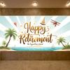 Palm Trees Design Event Banner Travel Decor Happy Retirement Banner for Retirement Gathering Travel Event Vacation Party