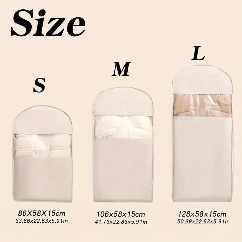 

Сжимаемый подвесной чехол для одежды с прозрачным окошком – экономит место для хранения костюмов, курток и пальто, белый, идеально подходит для организации гардероба L