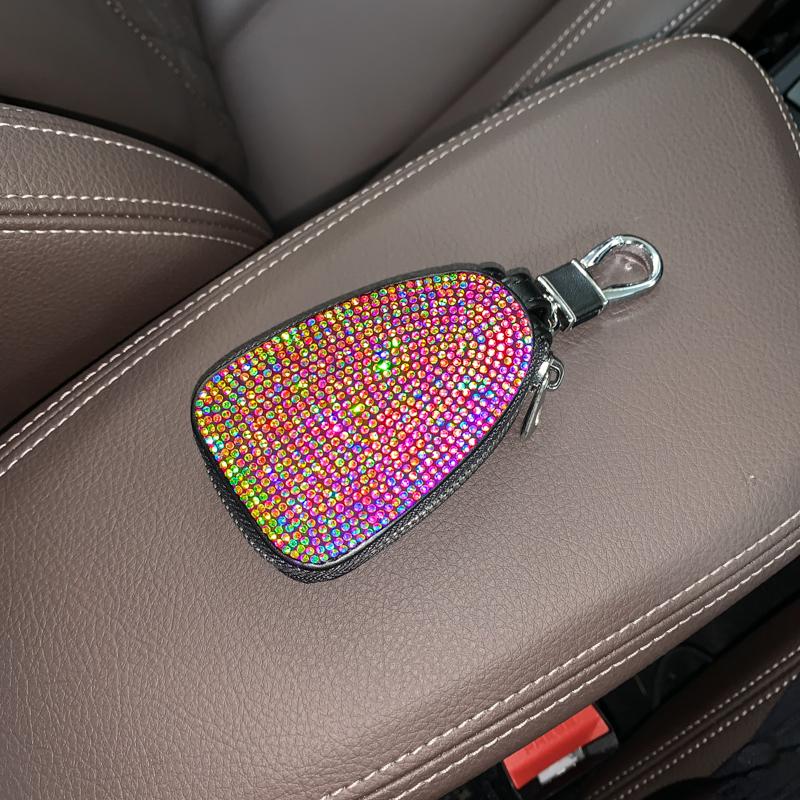 Lesklý diamantový křišťálový kryt na klíče do auta Úložné pouzdro Přívěsek na klíče Pouzdro na klíče Peněženka Bling Auto Decor Autopříslušenství pro ženy Dívky