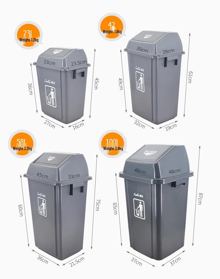 Chao Bao Pop-Up Lid Square Trash Can - Large Capacity for Indoor/Outdoor Use