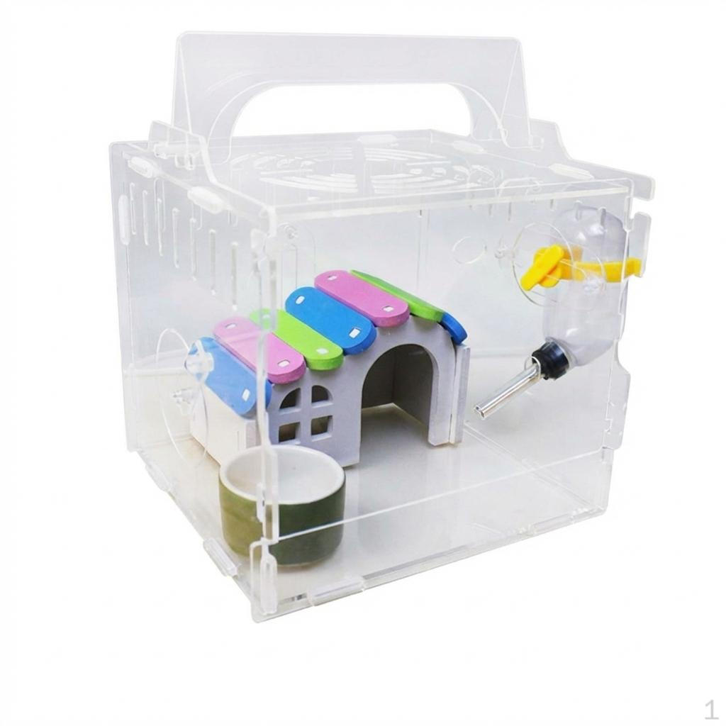 Transparent Hamster Cage with Accessories, Acrylic Villa Cage, MultiLevel Small Animal Full
