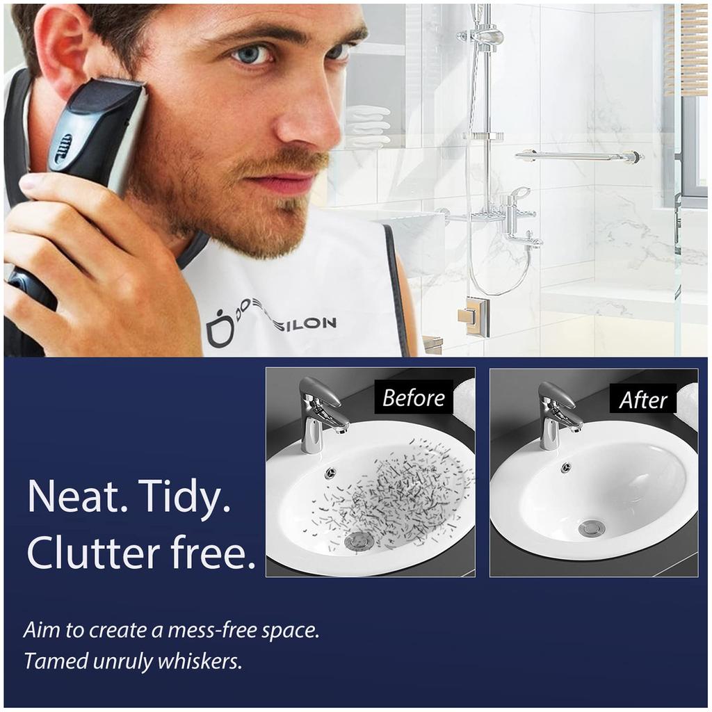 Waterproof Beard Apron for Men,Shaving Cloth with Suction Cup,Hair Catcher & Trimmer Holder,Unisex Grooming & Kitchen Care Gift
