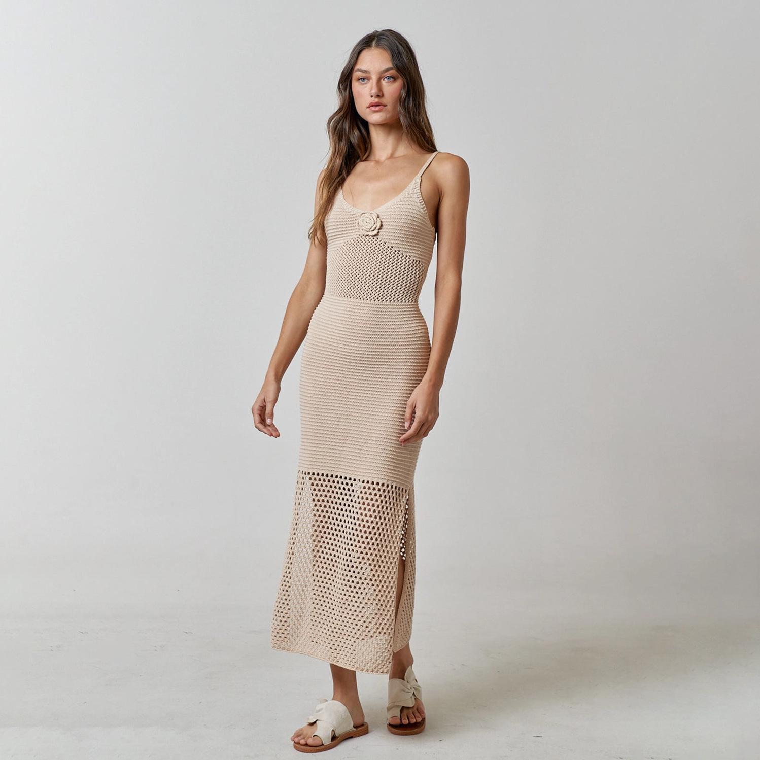 

Новая летняя сексуальная вязаная пляжная юбка с разрезом и прорезями, повседневное платье-сарафан для морского отдыха L