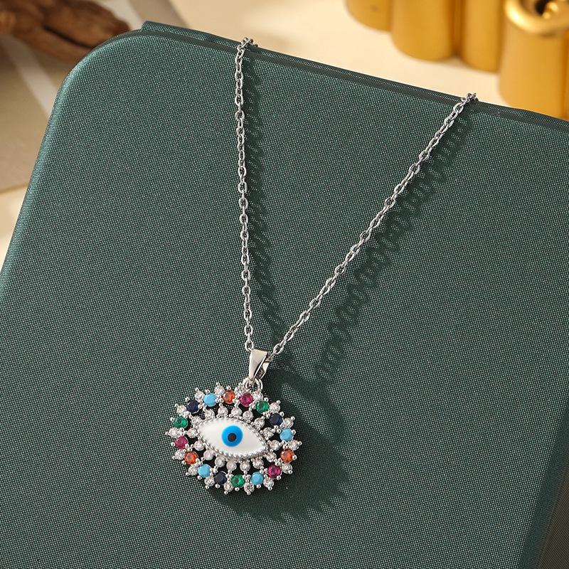 Beliebte Halskette mit blauem bösen Blick aus Titanstahl für Damen – Vielseitiger und personalisierter Schlüsselbeinkettenschmuck