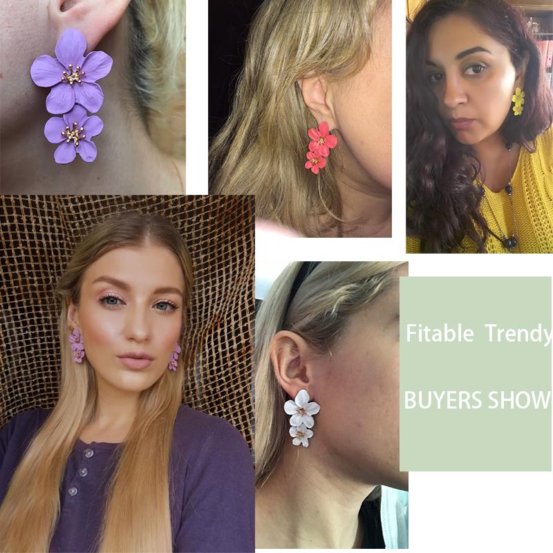 Trendy Flower Earrings Flowers Sstuds Earrings For Women Wedding Party Jewelry Boho Metal Earrings Female