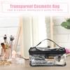 VOCOSTE Clear Makeup Transparent for Pack of Black Bag, Waterproof, PVC, Travel, 2,
