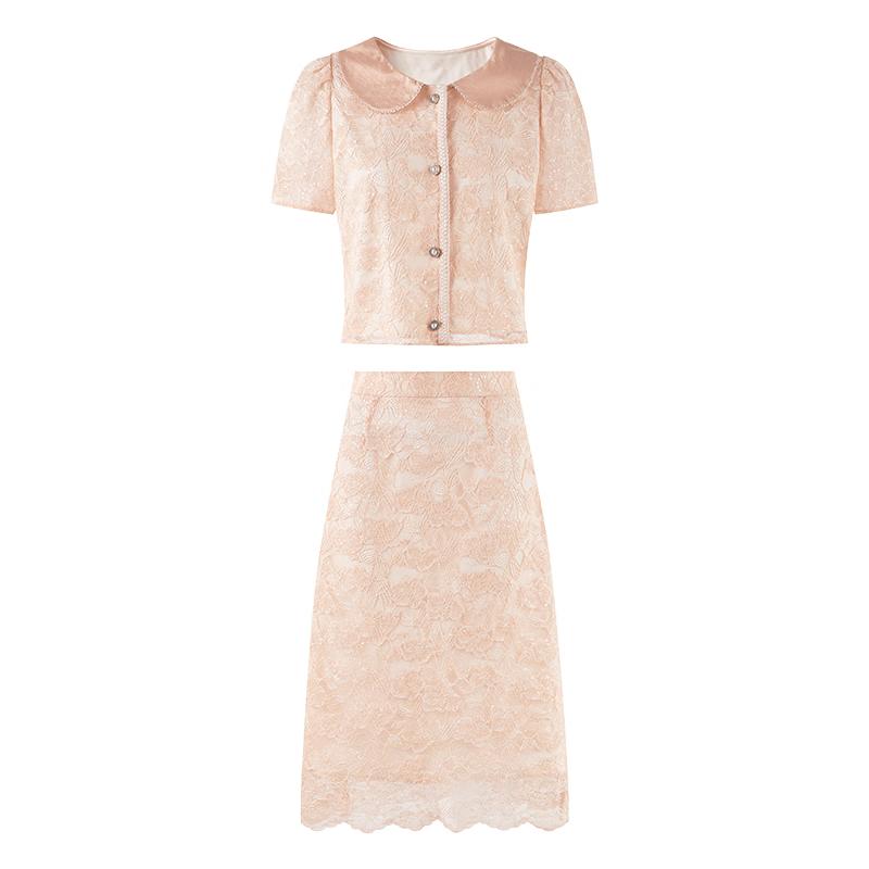 Sweet Gentle Style Doll Collar Lace Two-Piece Set
