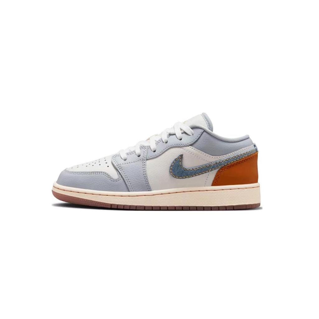 Jordan Air Jordan 1 Low SE Endless Summer Cushioning, Wear Resistant Low top Basketball Shoes GS White Blue FZ5046-041(Team196-)