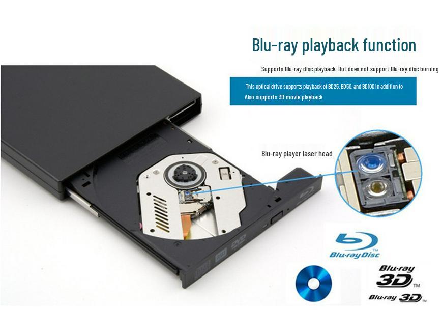 Drive Blu-ray USB Externo Combo Compatível com 3D