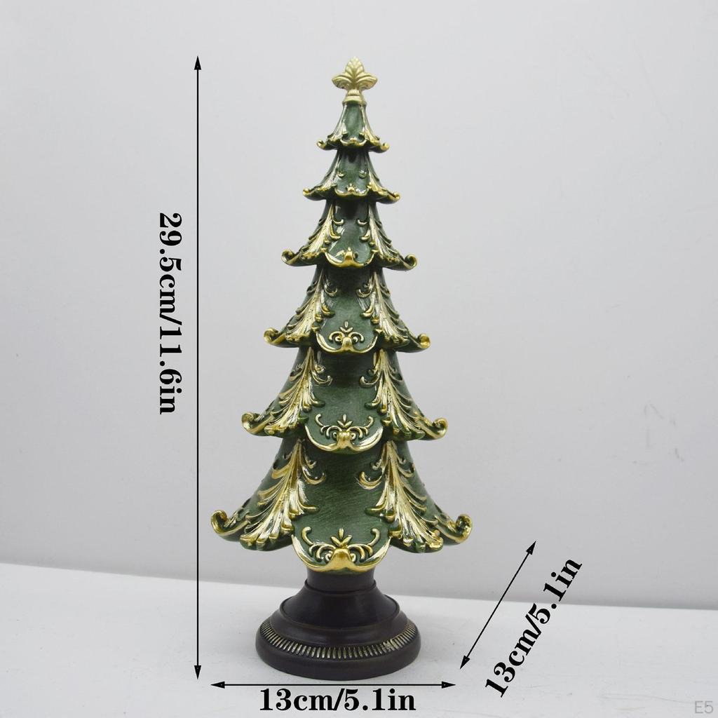 Christmas Tree Figurine Landscaping Xmas Statue Sculpture for Party Living Room Bedroom Office