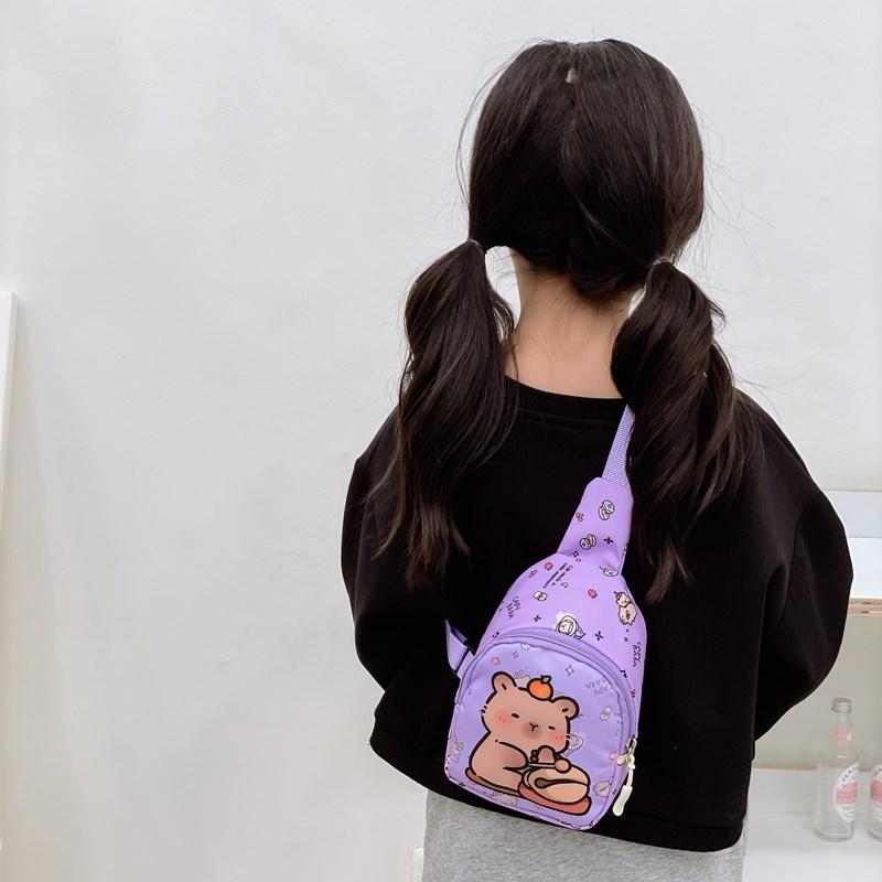 School Bag Kapibara Breast Bag for Boys and Girls Casual Versatile Accessories Change Bag Travel Shoulder Messenger Bag