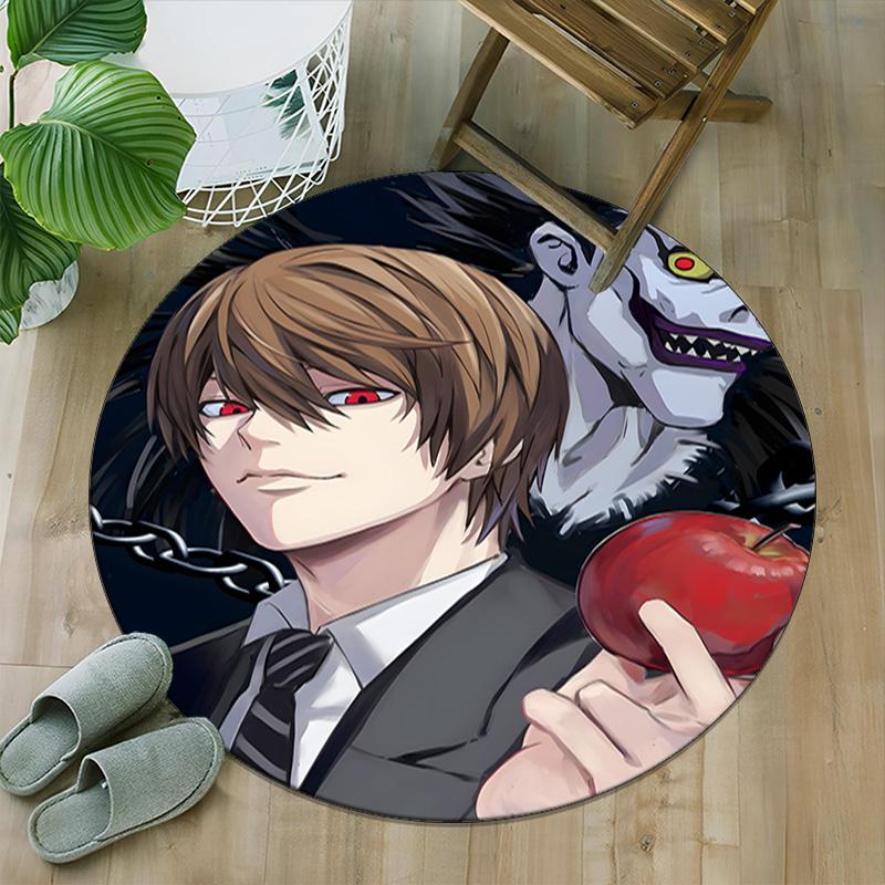 1pc D-Death Note  Carpet, Round Rug, Comfortable, Suitable for Entryways, Living Rooms, Office, And Bedrooms, Christmas Decoration