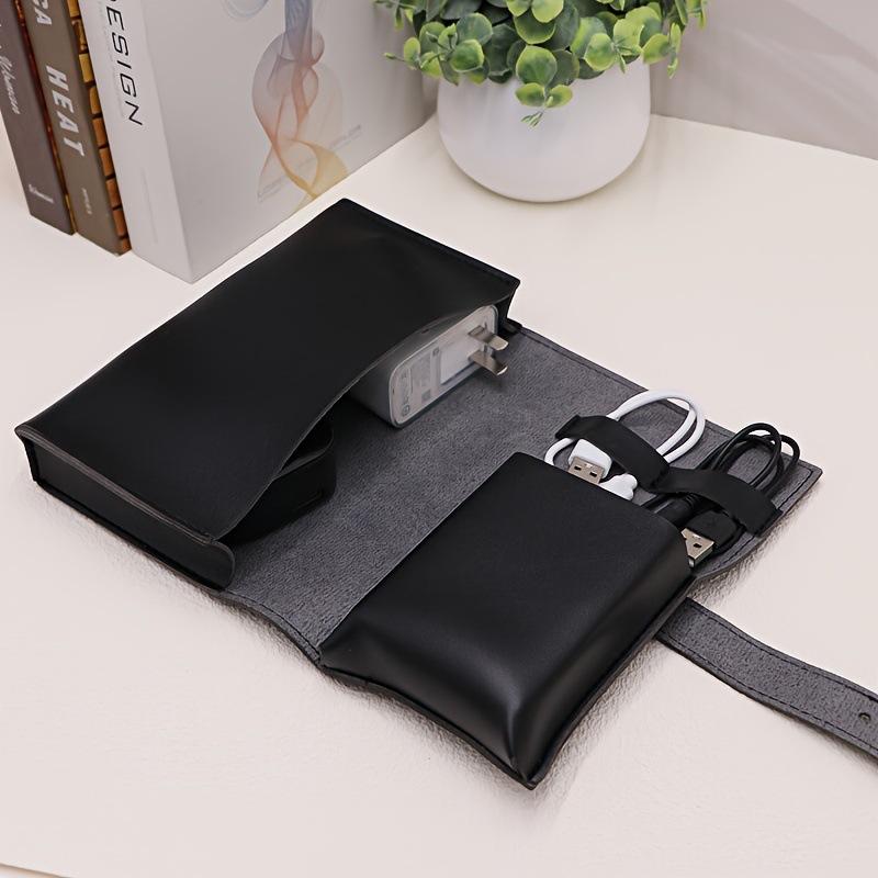 1Pc Pu Leather Multi-Compartment Organizer-Portable Tech School Accessories Case For Cables,Chargers,Pens-Durable Travel Storage