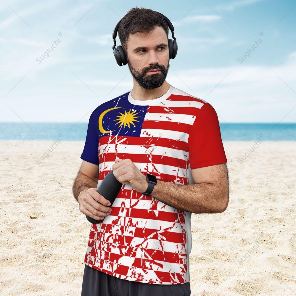 Exclusive design Malaysia Flag Grain 3D Printed Men For Running Bike Soccer Tennis Fitness Sports tshirt Mesh Fans Short T-shirt