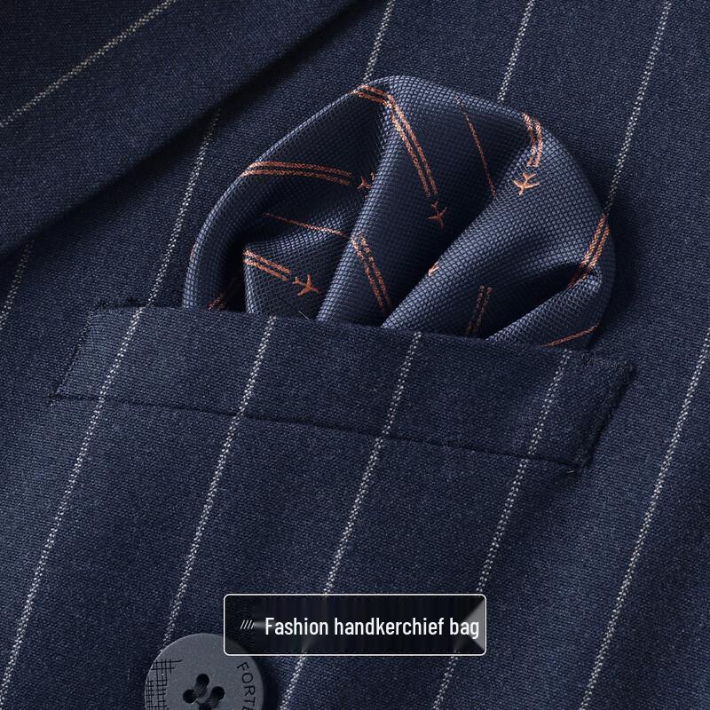 FORTEI Men's Striped Double-Breasted Suit Set