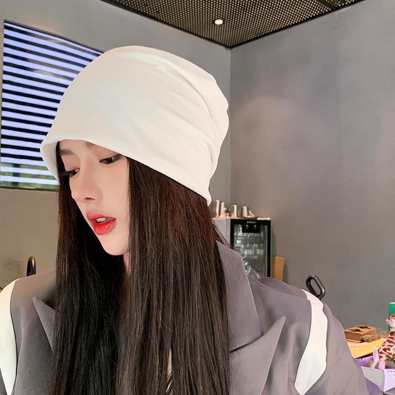 Cold Hat Women's Pile of Hats Spring and Autumn Show a Small Face Versatile Knitted Hat Bag Head Wool Hat Men's Winter