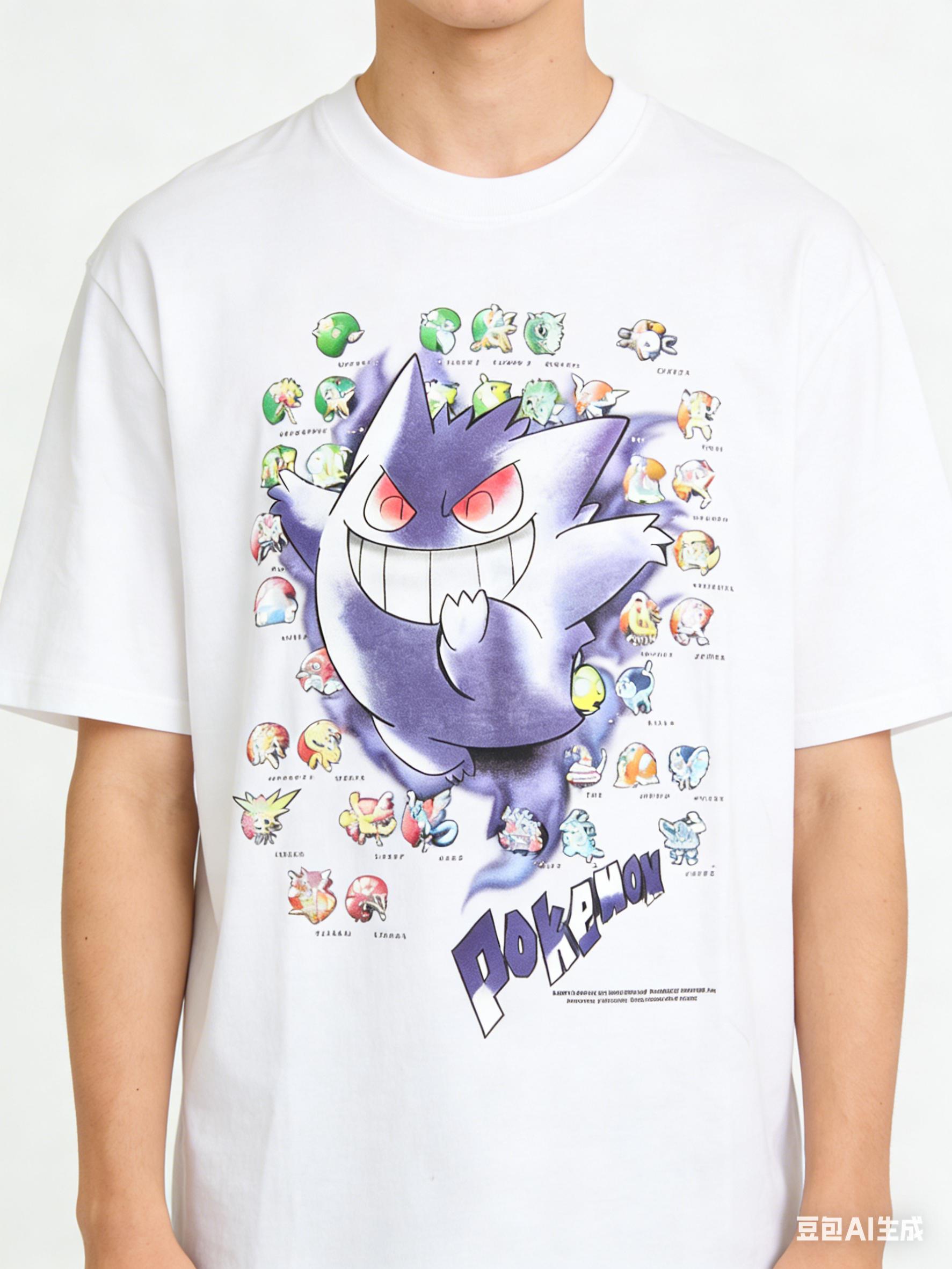 

2026 Hot Summer Fashion New Pokemon Gengs Highend 3d Printed Outdoor Sportswear Casual Breathable Shirt in Large Size L