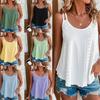 Camisole Double épaule en Jacquard pour femmes, couleur unie, col rond, intérieur sans manches, chemise à bascule, été