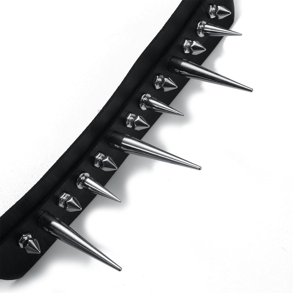 Goth Spiked Choker Collar Punk Rock Leather Collar Necklace Gothic Chokers Cool Cosplay Accessories