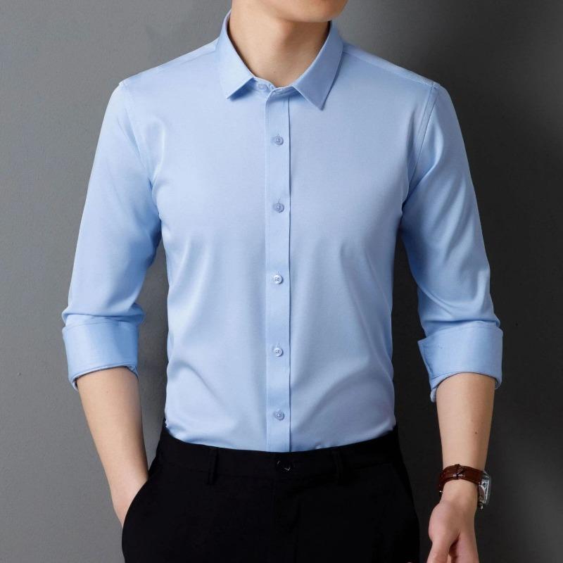 Elastic Long-sleeved Shirt Work-fitting Business Shirt Young Men's Spring Summer Casual White Shirt