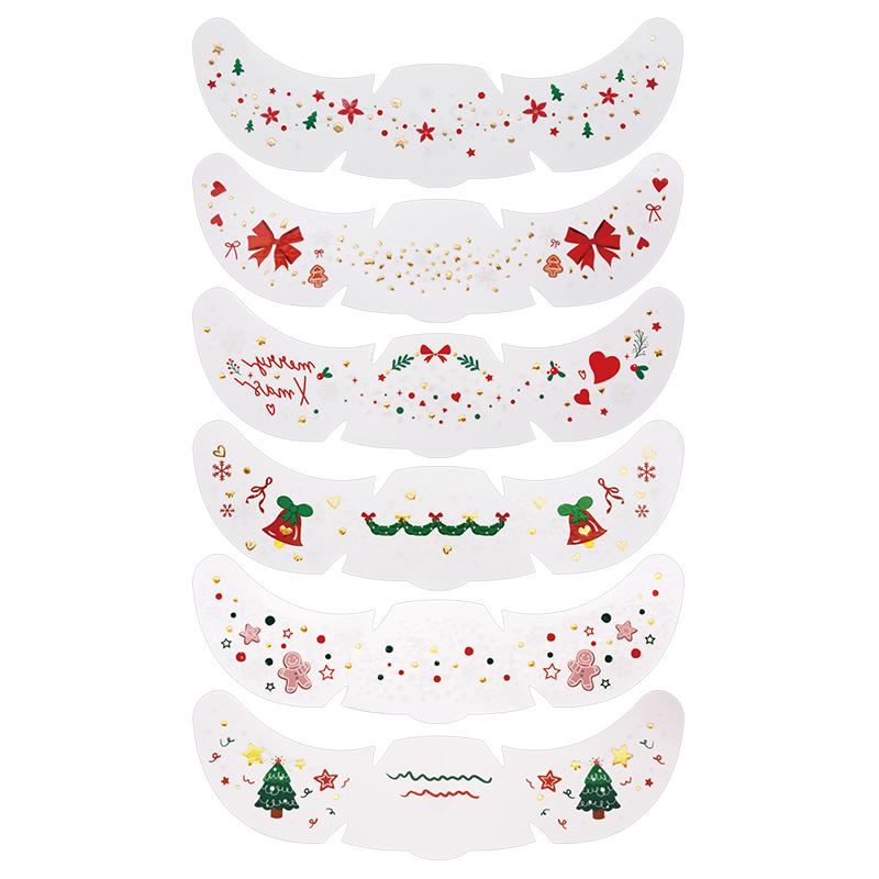 Christmas Face Tattoo Stickers Bells Bow Hearts Stars Ribbons Freckles Temporary Tattoo Stickers for Festival Party