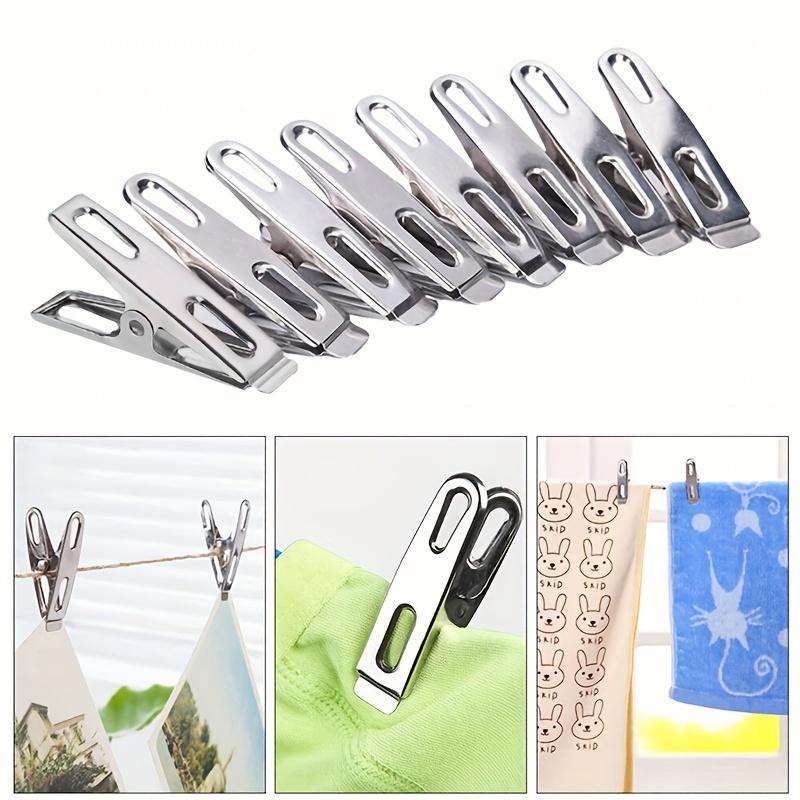 20 Sturdy Stainless Steel Clothespins - Windproof Clothespins, Multi-functional Metal Clips, Rustproof, Easy for Home Use
