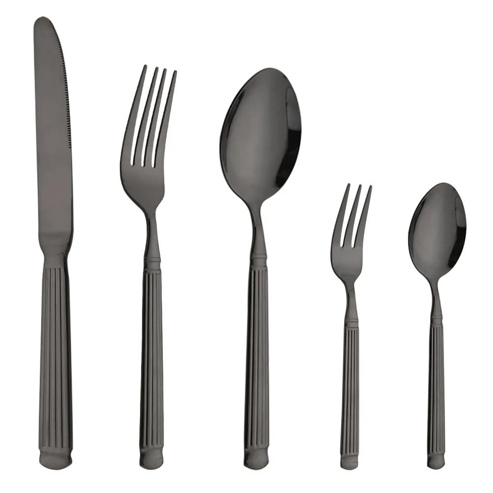 5 ks Sada příborů se zlatým zrcadlem Sada příborů Wetern Nůž Vidlička Lžíce Sada kuchyňského nádobí Sada nádobí z nerezové oceli