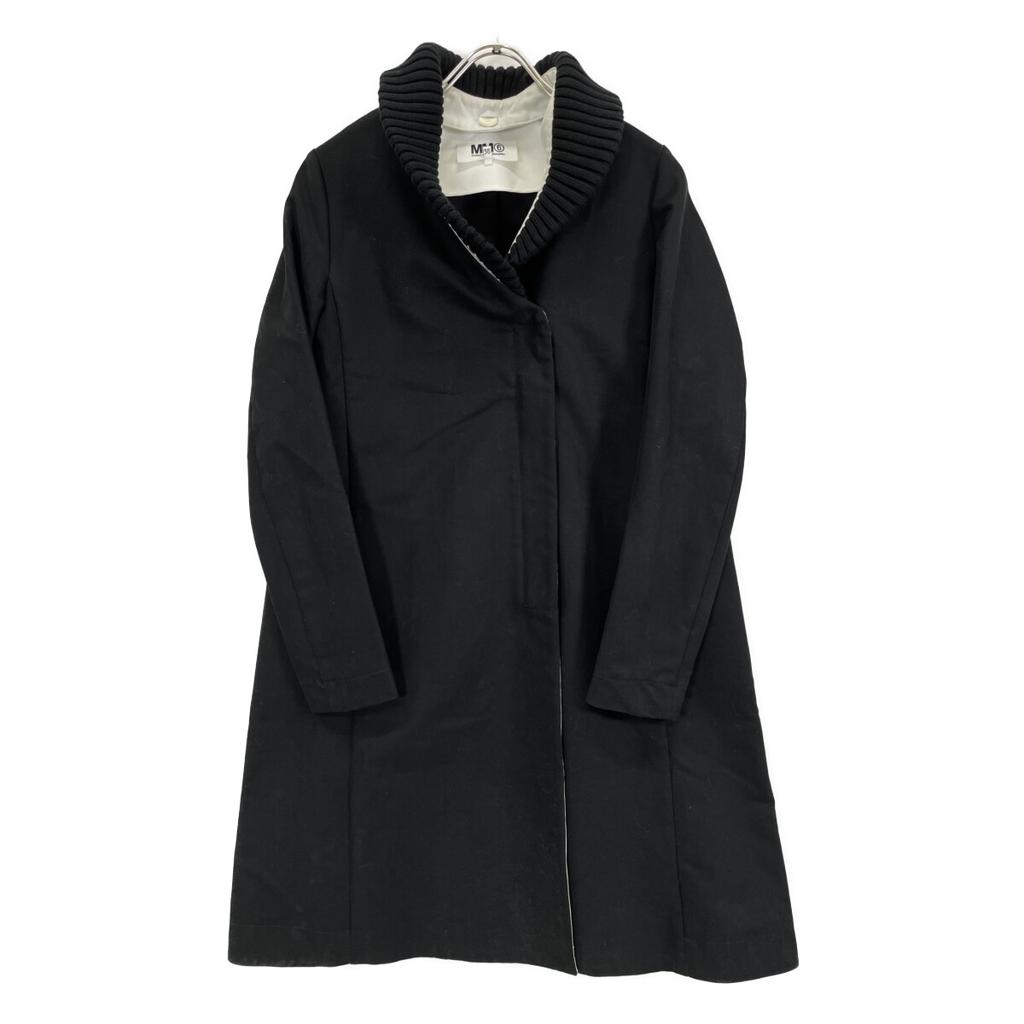 MM6 S32AA0082 Black Ribbed Long Coat coat 38 blackUsed