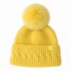Windproof Knitted Pompom Beanie Twist Knit Thermal Winter Hat Rabbit Fur Beanies Hat  For Women