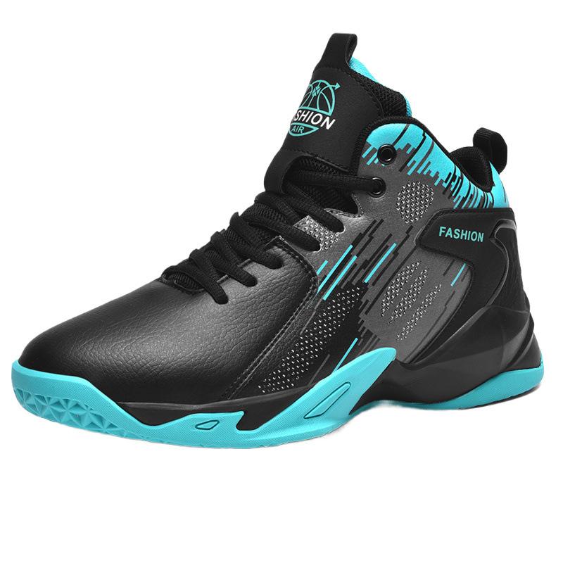 Basketball shoes autumn and winter high-top leather middle school student sports shoes velvet two cotton