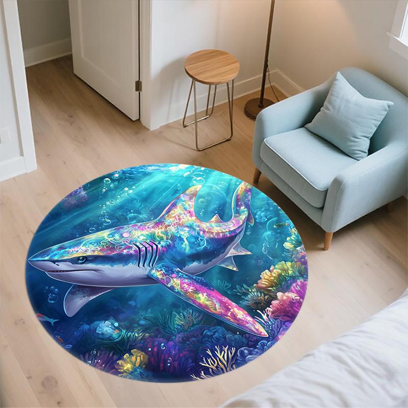 Marine Animals,Round Area Rug,Carpet Rug for Living Room Bedroom Sofa Playroom Decor,Non-slip Floor Mat