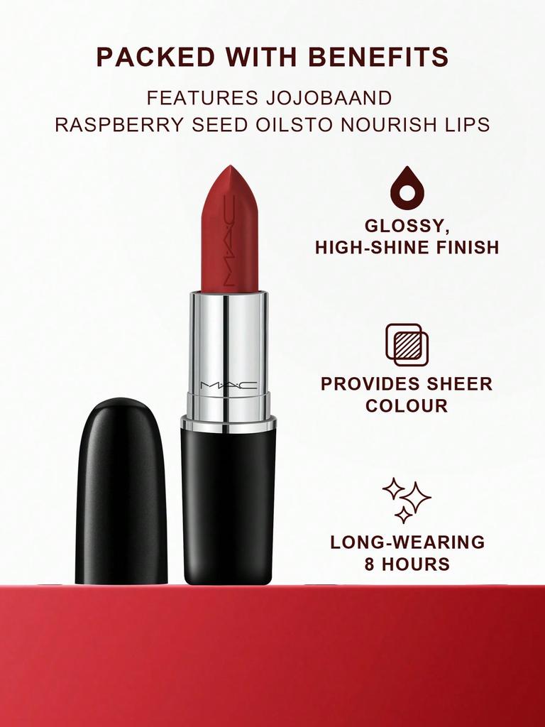 MAC Lustreglass Sheer Shine Lipstick - PDA (Bricky Red) 0.1 OZ./3g