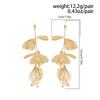 Boho Vintage Big Flower Petal Long Tassel Drop Earrings for Women 2025 Trend Gold Color Hanging Piercing Earrings Wed Jewelry