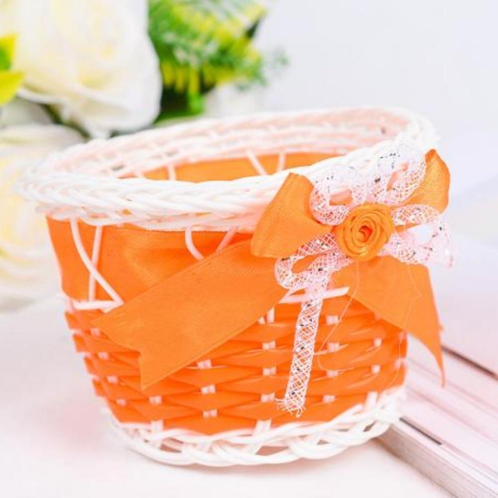 Beautiful Hand Made Flower Storage Basket Imitation Rattan Woven 7 Colors Storage Baskets Shopping Storage Hamper Basket