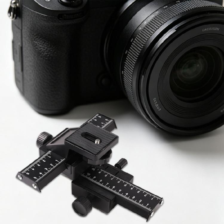 Aluminium 4-weg Macro Focus Rail Slider met 1/4 Schroef voor Camera Directionele Regulator Macro Beugel Slider