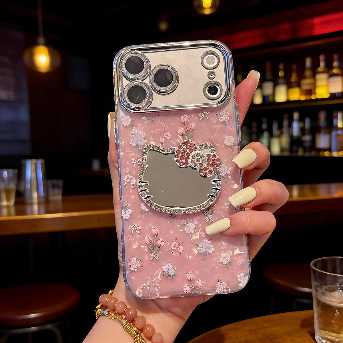 

Floral Makeup Mirror Compatible with iPhone 17 Pro Max/15/14/11 Summer Case for Women iPhone 14 Pro