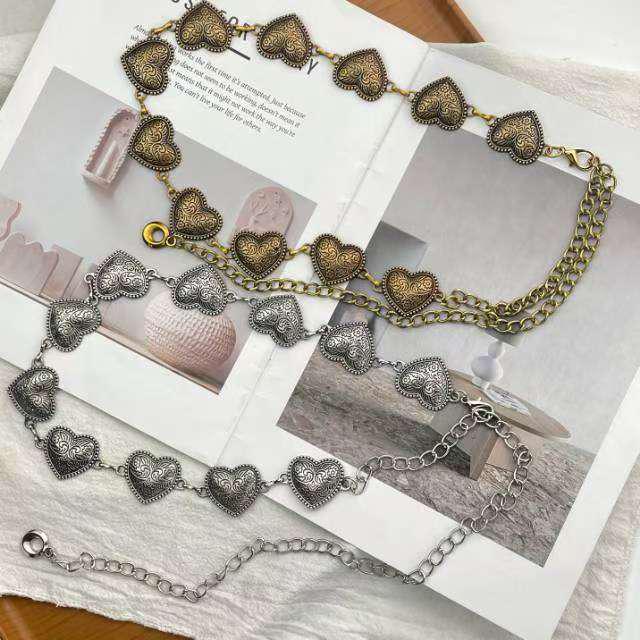 Korean Ethnic Style Women's Heart Metal Waist Chain - Slimming, Versatile Fashion Belt