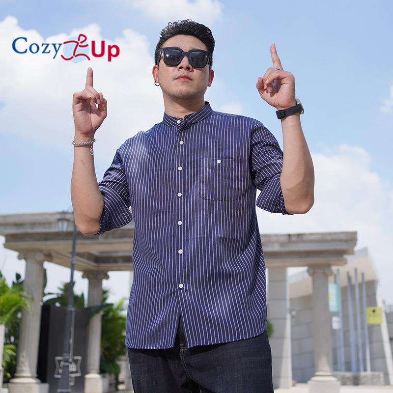 

Уютные мужские рубашки в полоску с воротником-стойкой, повседневные рубашки с длинным рукавом и полосатым воротником на пуговицах, большие размеры 8XL темно-синий