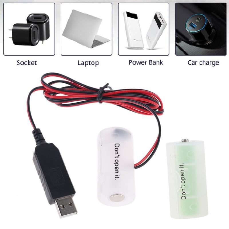 Battery Eliminator USB Power SupplyCable Replace 1.5V C Battery for Radio Electric Toy Clock LED Strip Light Calculator